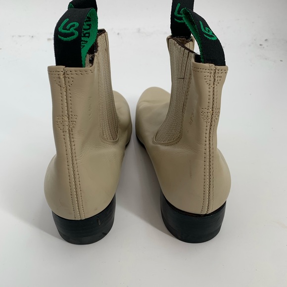 LA BARCA Ivory Leather Botin Charro Ankle Boots Pull On Chelsea Boot Western 6 - Picture 5 of 9